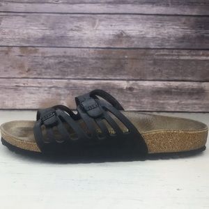 Birkenstock Granada Leather Sandals, Size 7, Black
